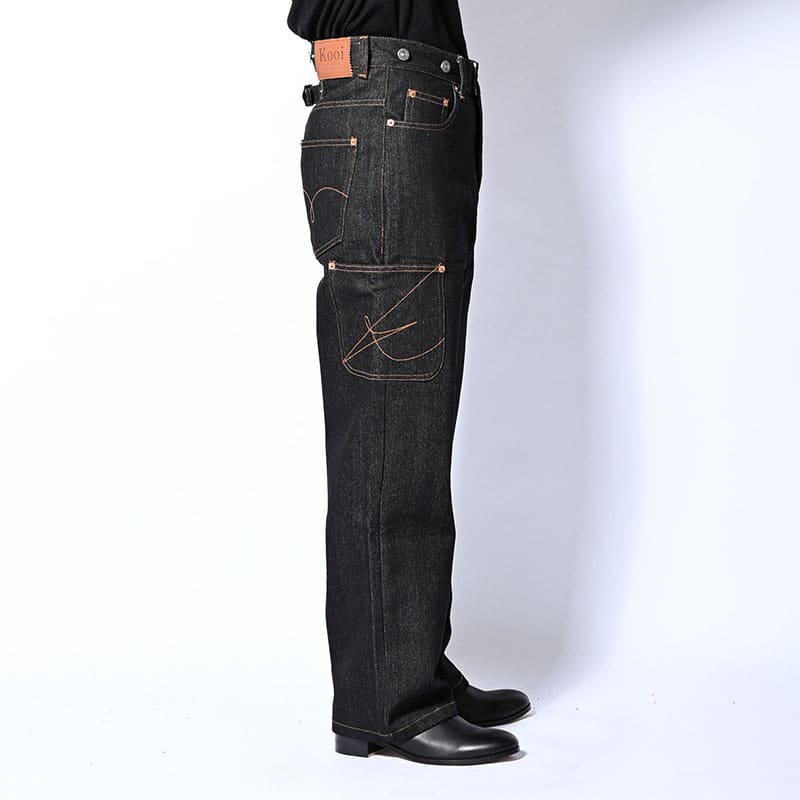 KOOI  IRREGULAR BOYS DENIM PANTS BLACK 1