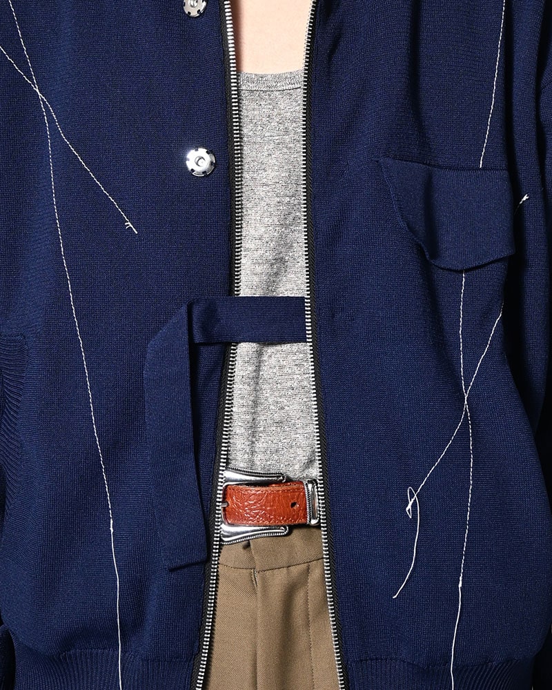 KOOI  STITCH KNIT BLOUSON NAVY 1