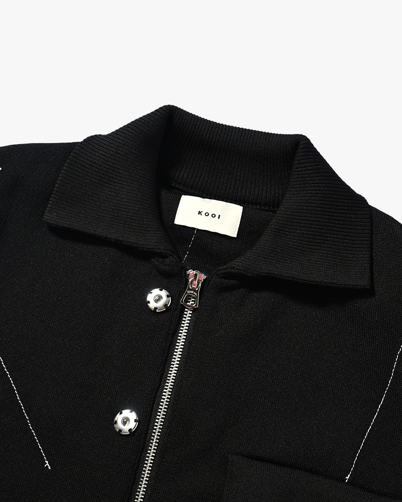 KOOI  STITCH KNIT BLOUSON BLACK 1
