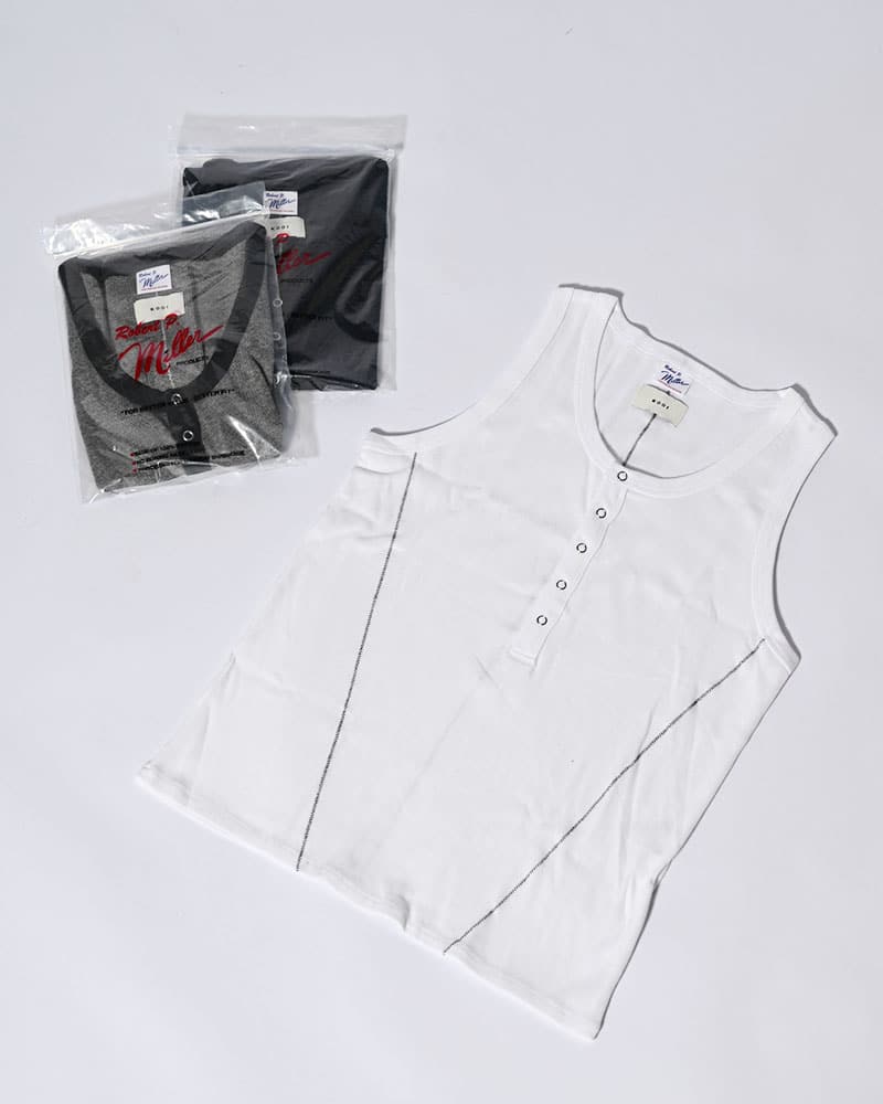 Robert P. Miller×KOOI  STITCH PANEL RIBBED TANKTOP -BLACK- BLACK 1
