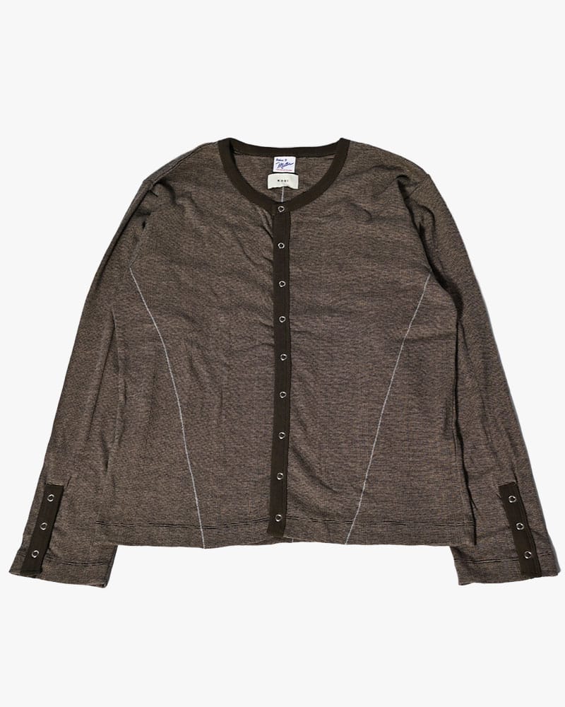 Robert P. Miller×KOOI  STITCH PANEL RIBBED CARDIGAN -BROWN- BROWN 1