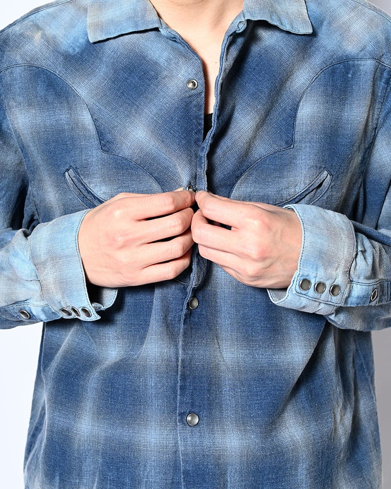 KOOI  INDIGO CHECK WESTERN SHIRTS -BLUE- BLUE 1