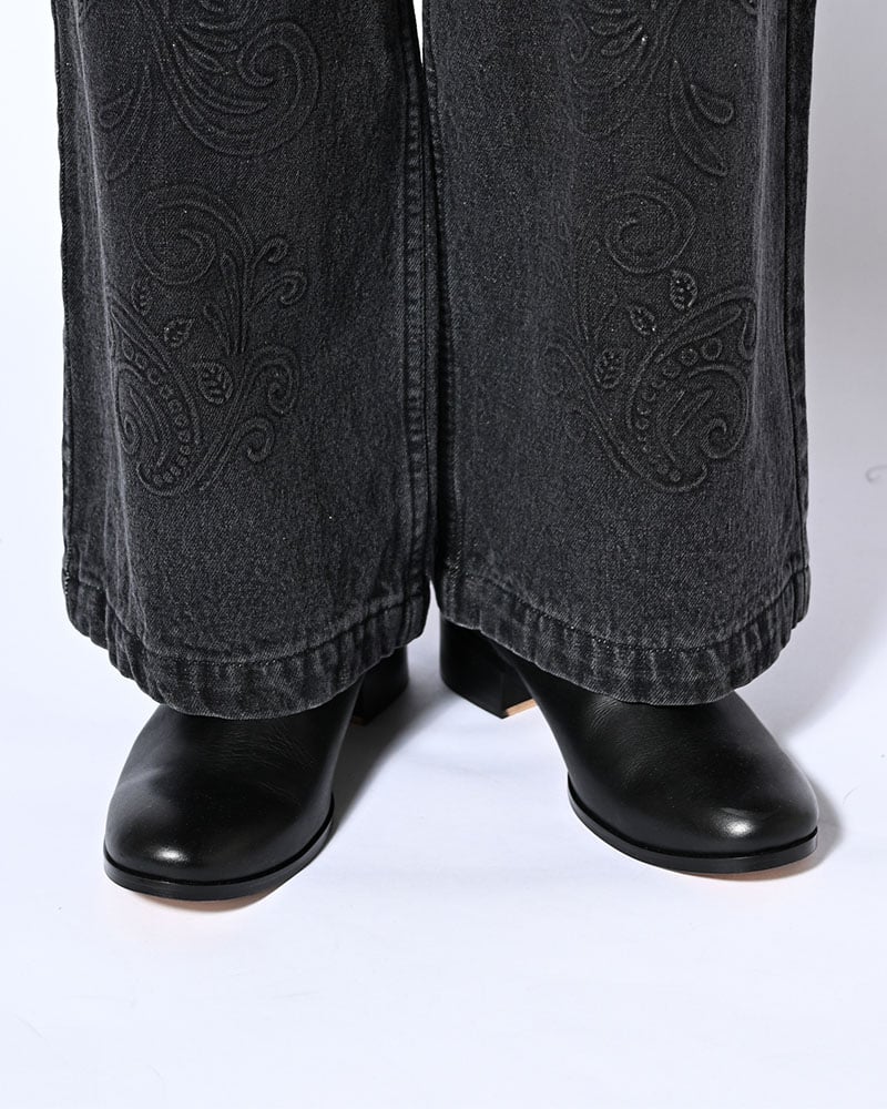KOOI  EMBOSS DENIM PANTS -BLACK- BLACK 1