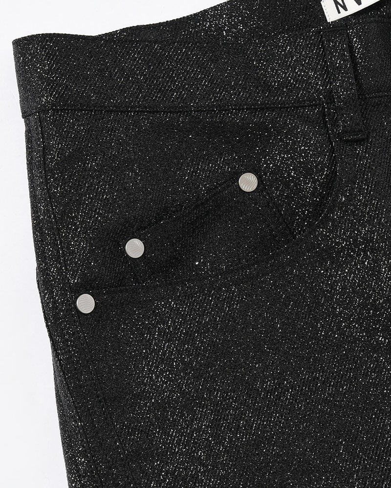NVRFRGT  GLITTER TWILL 3D TWISTED WIDE -BLACK- BLACK 1
