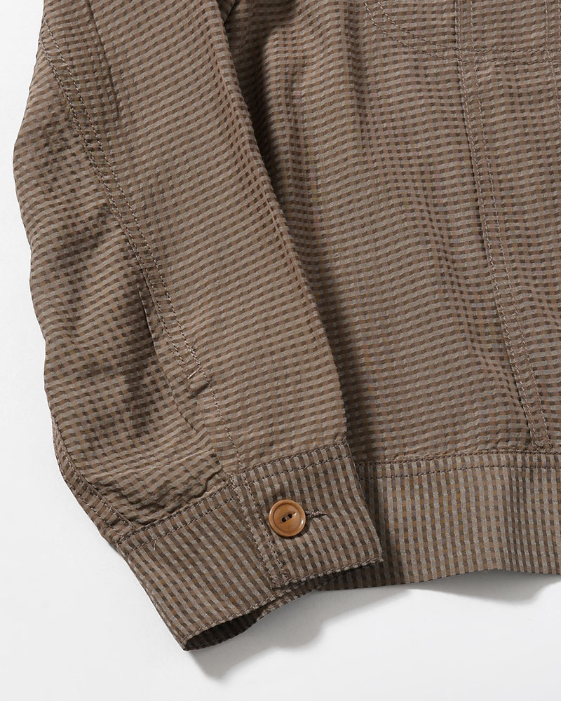 SEVEN BY SEVEN×Lee  SHEER COWBOY JACKET -Gingham Check Indian fabric- -GREIGE- GREIGE S
