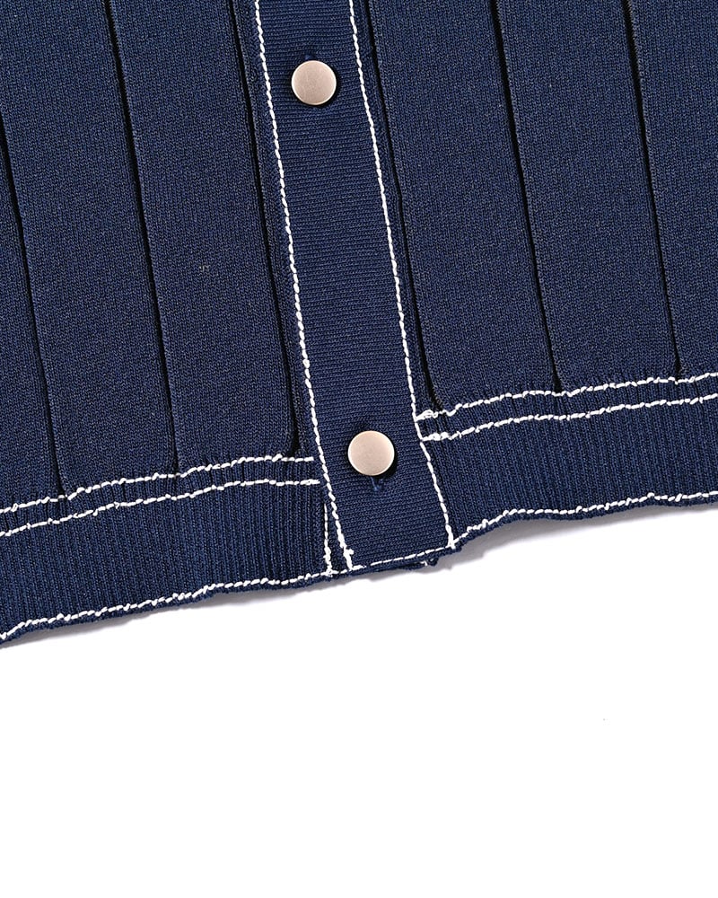 KOOI  CLASSIC RIB KNIT SHIRT -NAVY- NAVY 1