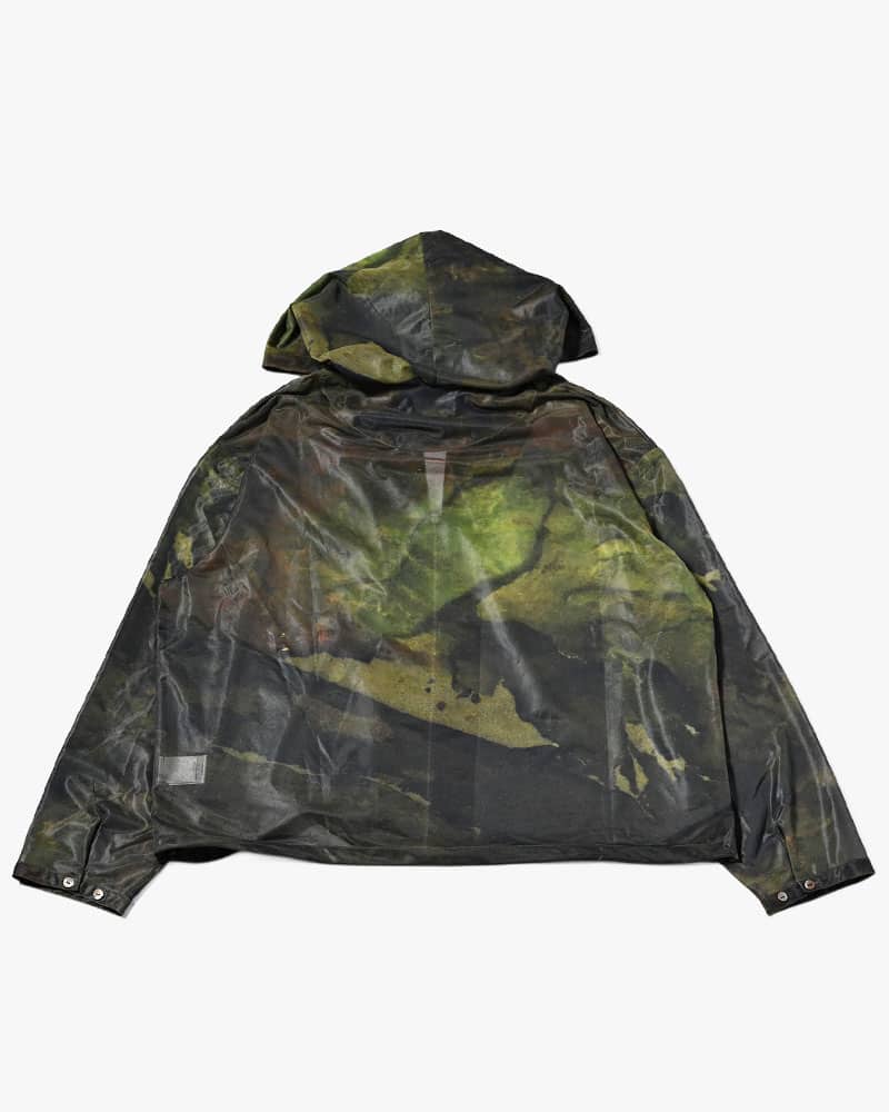 KOOI  NATURE PRINT SHEER ZIP HOODIE -KHAKI- KHAKI 1