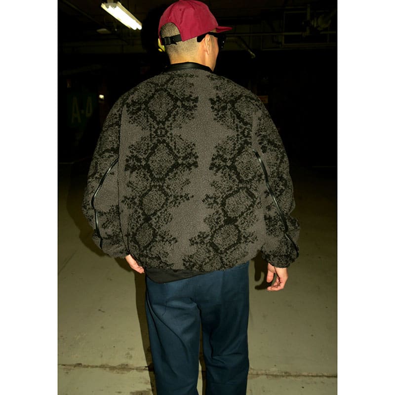 Pretense  Python Pattern Boa Jacket CHARCOAL M