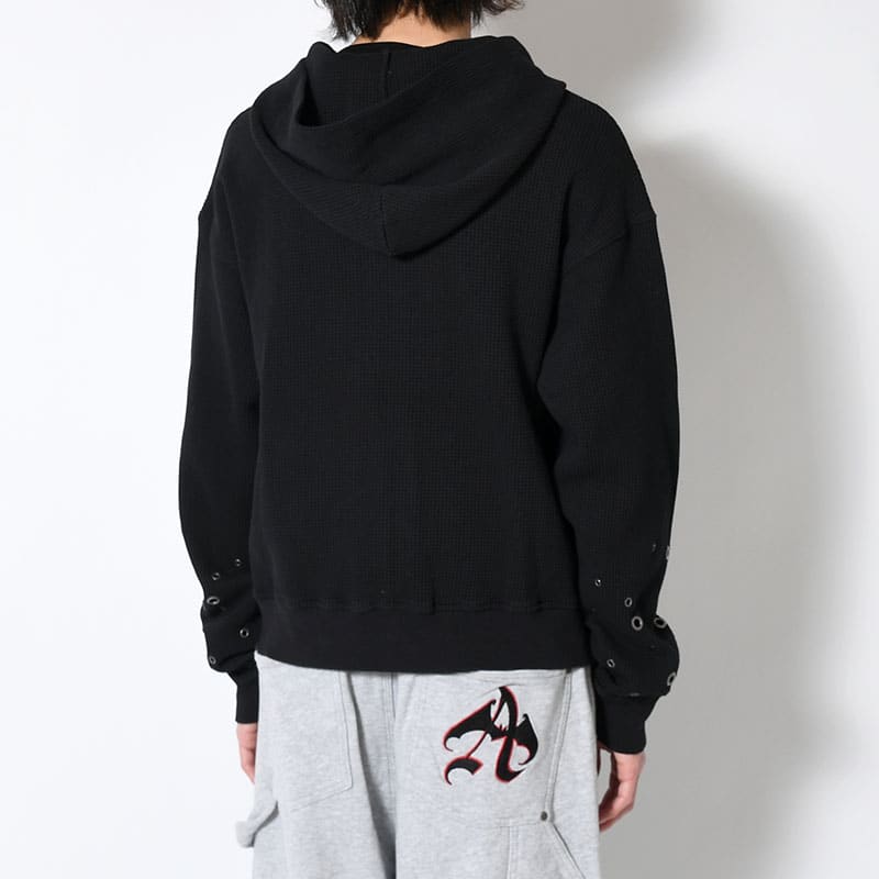 ANTIMID  EYELET THERMAL ZIP HOODIE BLACK S