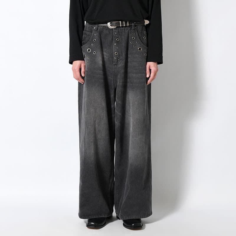 ANTIMID  EYELET BAGGY DENIM BLACK S