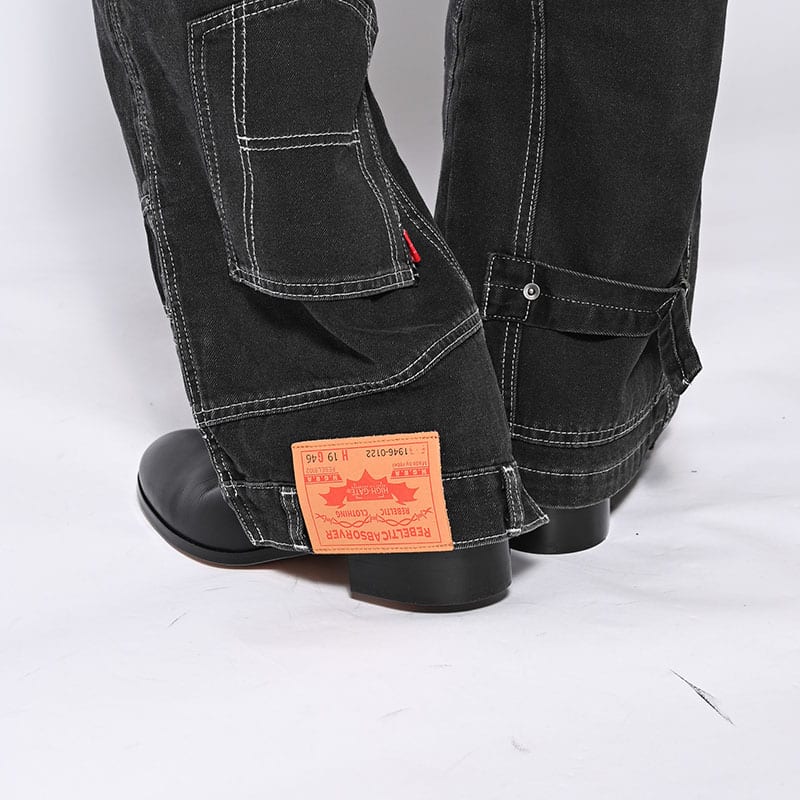 HIGH-GATE  CLUSTERS DENIM PANTS BLACK 1