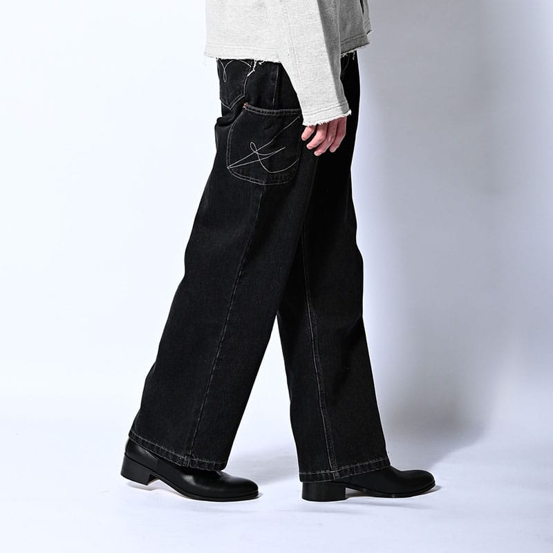 KOOI  IRREGULAR BOYS DENIM PANTS W.BLACK 1
