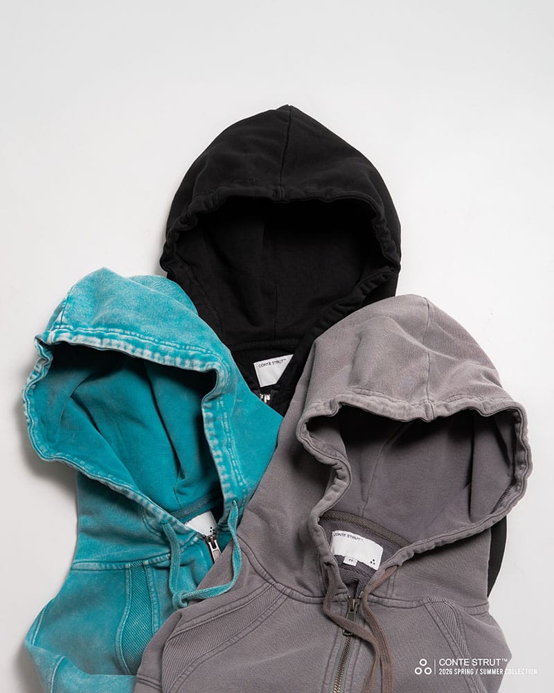 CONTE STRUT  RIB-PANEL ZIP HOODIE SUMI M