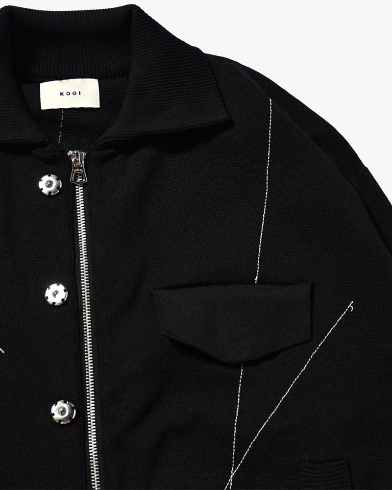 KOOI  STITCH KNIT BLOUSON BLACK 1