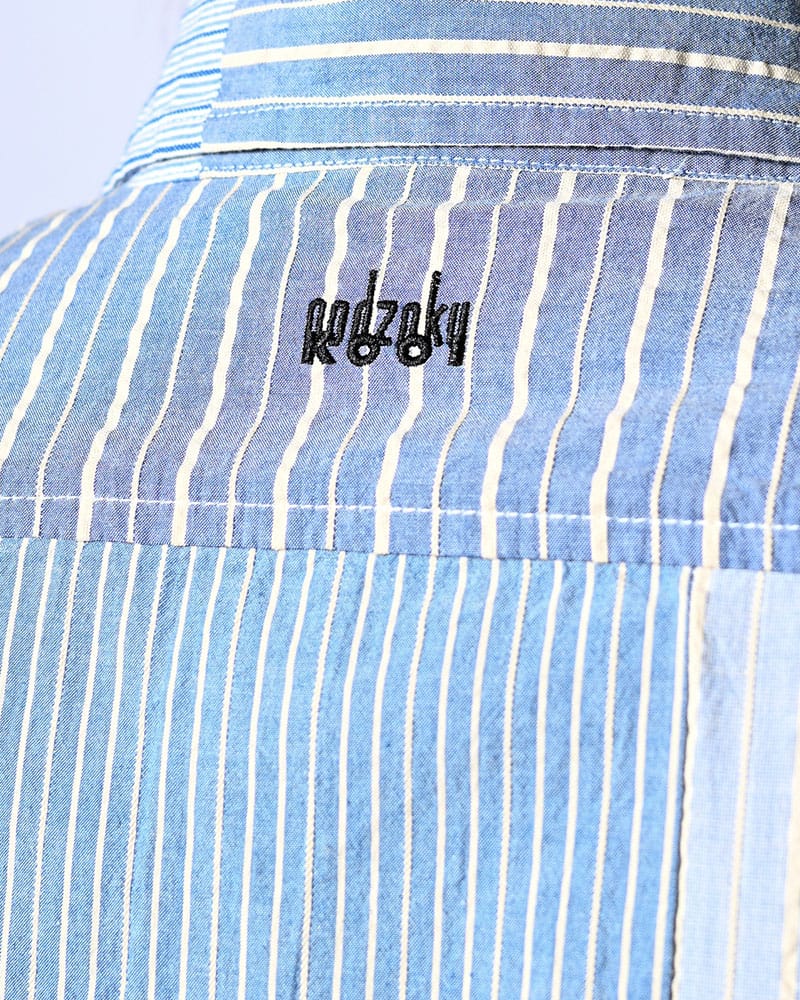 NODZOKU×KOOI  PATCHWORK OVER SHIRT -MULTI STRIPE- MULTI STRIPE FREE