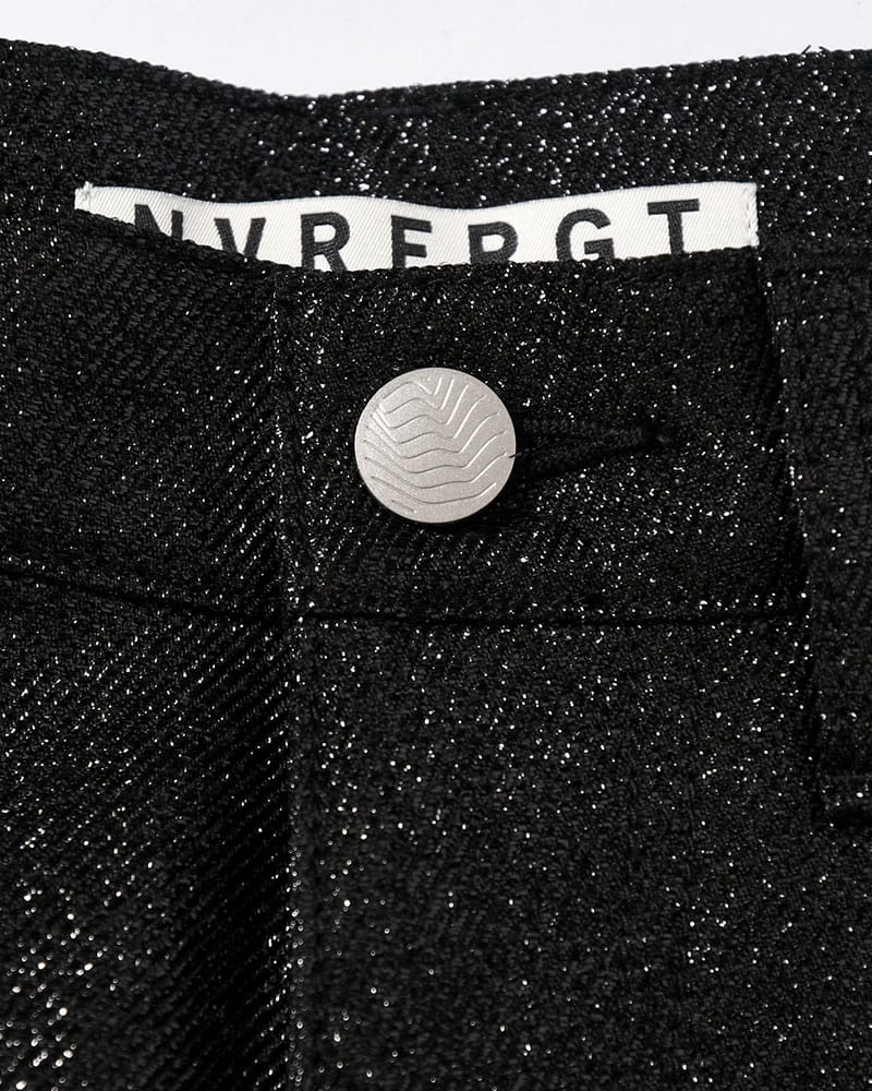 NVRFRGT  GLITTER TWILL 3D TWISTED WIDE -BLACK- BLACK 1