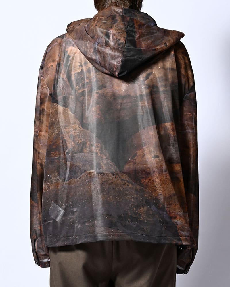 KOOI  NATURE PRINT SHEER ZIP HOODIE -SAND- SAND 1