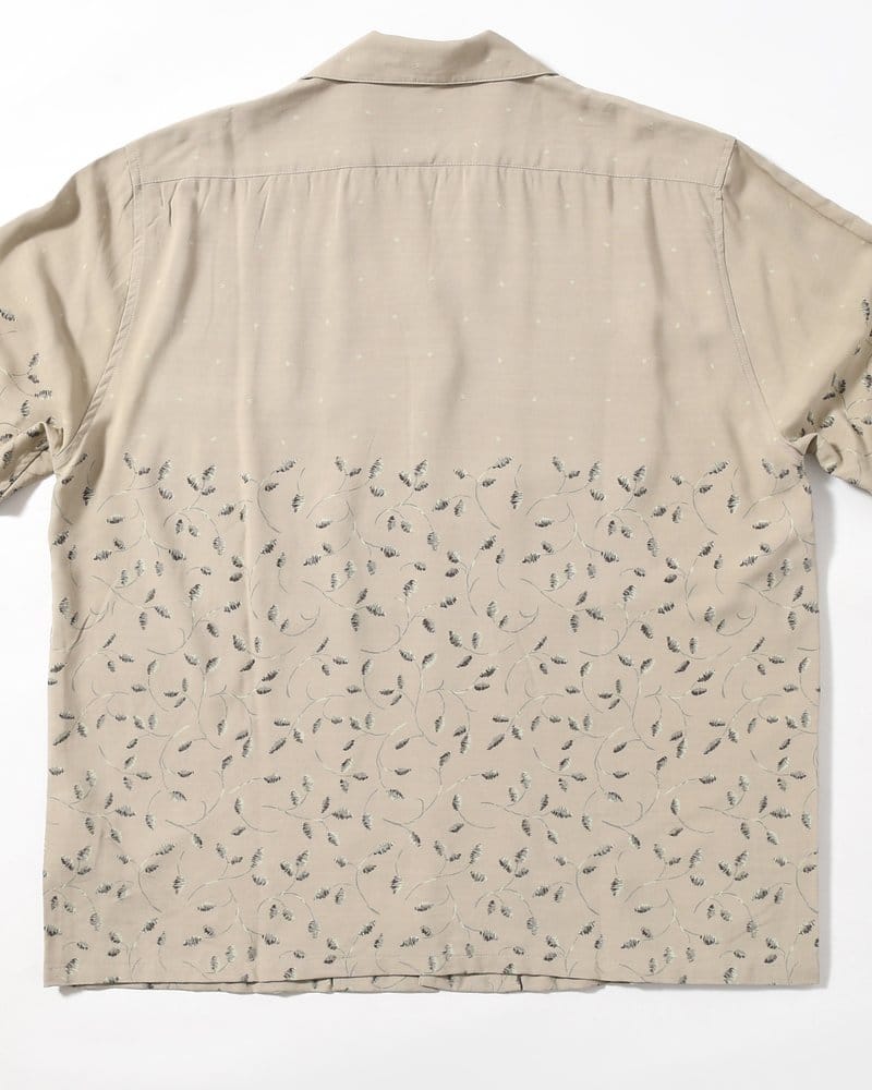 SEVEN BY SEVEN  OPEN COLLAR SHIRTS -Botanical print -GRAY KHAKI- GRAY KHAKI S