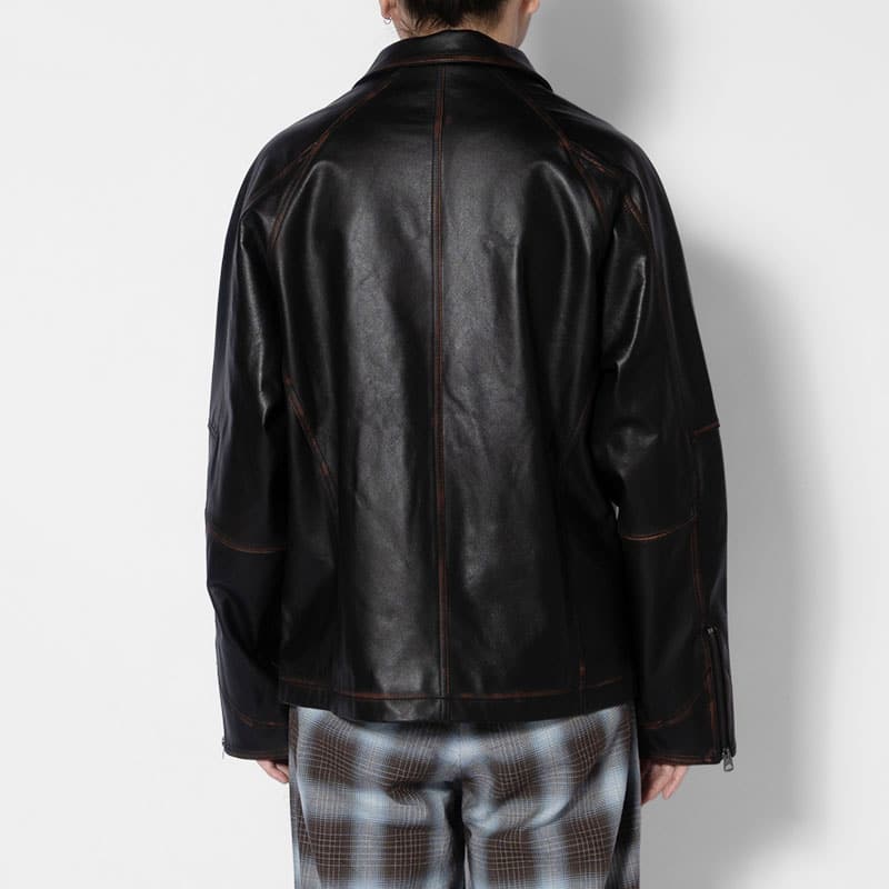 KOOI  D POCKET AGING LEATHER JACKET -BLACK- BLACK 1