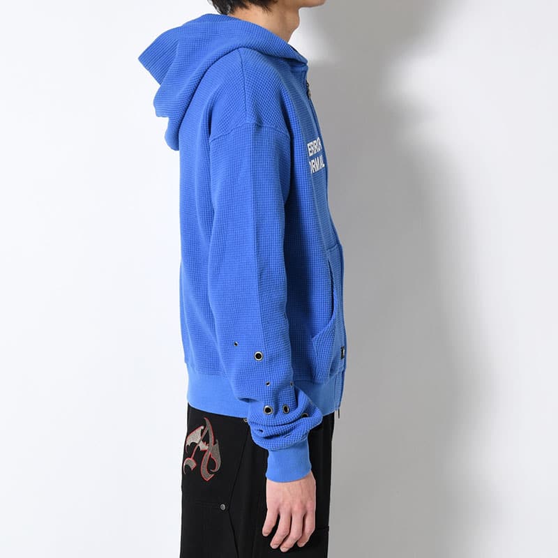 ANTIMID  EYELET THERMAL ZIP HOODIE BLUE S
