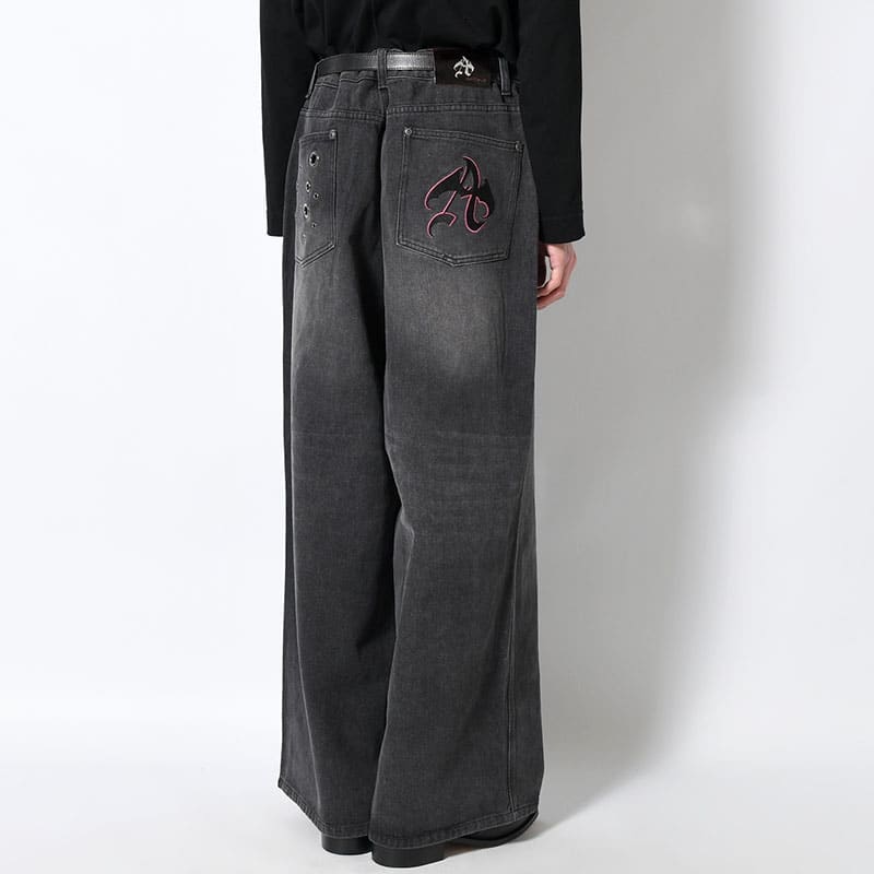 ANTIMID  EYELET BAGGY DENIM BLACK S