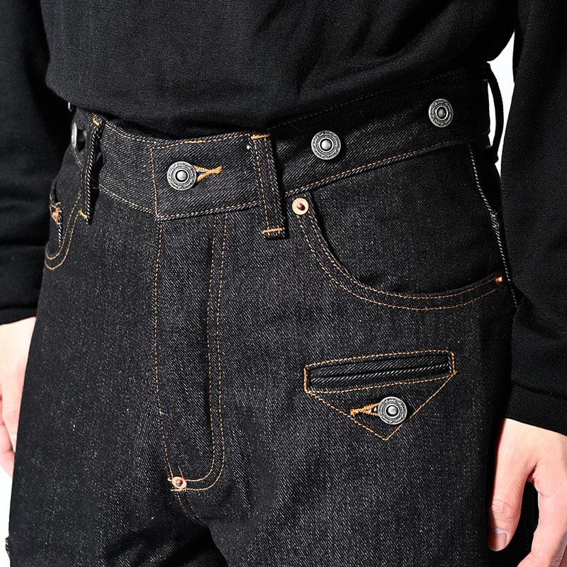 KOOI  IRREGULAR BOYS DENIM PANTS BLACK 1