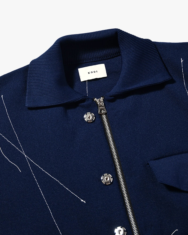KOOI  STITCH KNIT BLOUSON NAVY 1