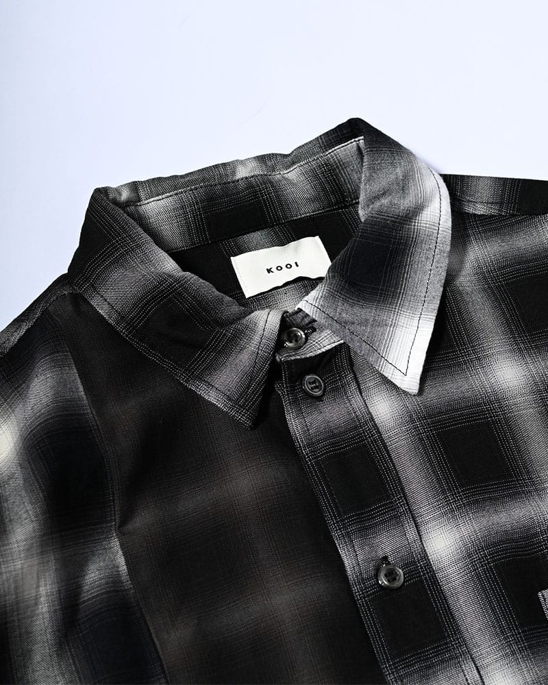 NODZOKU×KOOI  PATCHWORK OVER SHIRT -OMBRE CHECK- OMBRE CHECK FREE