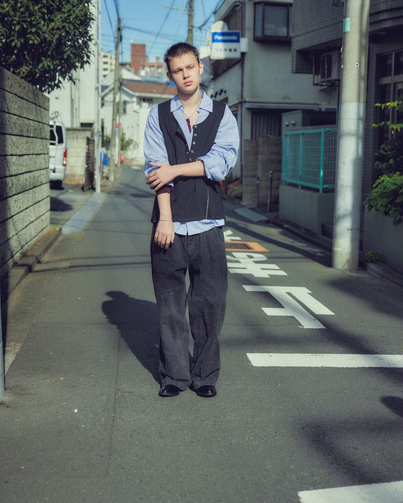 Robert P. Miller×KOOI  STITCH PANEL RIBBED TANKTOP -BLACK- BLACK 1