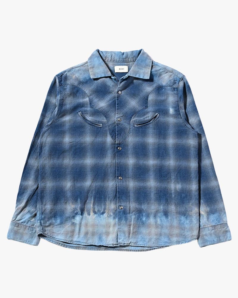 KOOI  INDIGO CHECK WESTERN SHIRTS -BLUE- BLUE 1