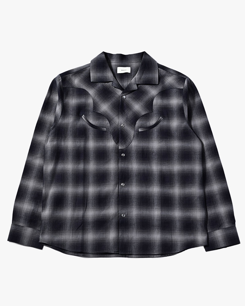 KOOI  INDIGO CHECK WESTERN SHIRTS -BLACK- BLACK 1