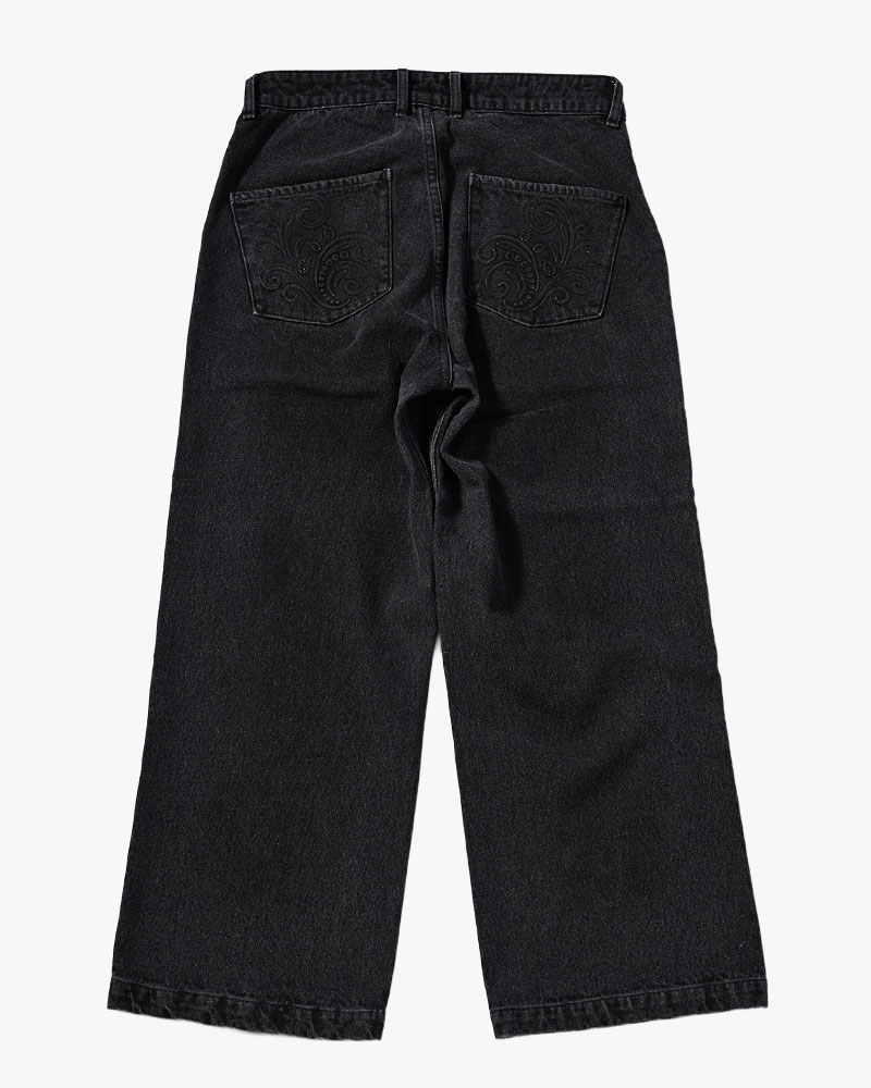 KOOI  EMBOSS DENIM PANTS -BLACK- BLACK 1