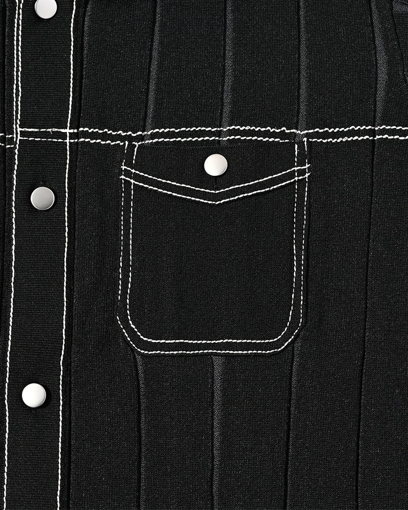 KOOI  CLASSIC RIB KNIT SHIRT -BLACK- BLACK 1