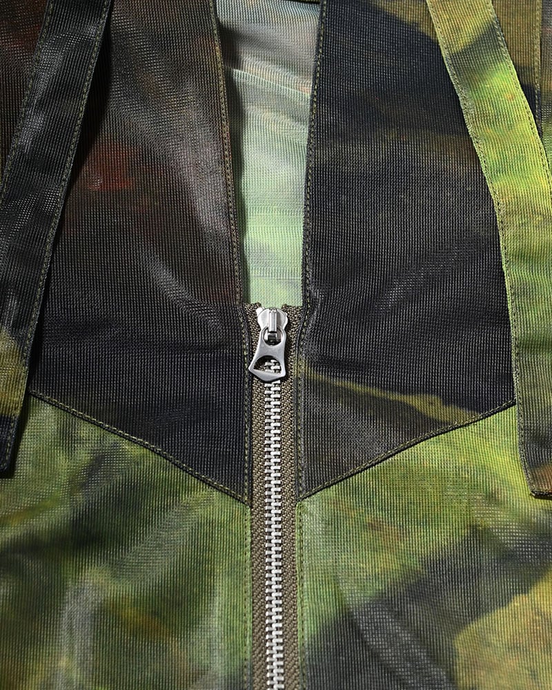 KOOI  NATURE PRINT SHEER ZIP HOODIE -KHAKI- KHAKI 1