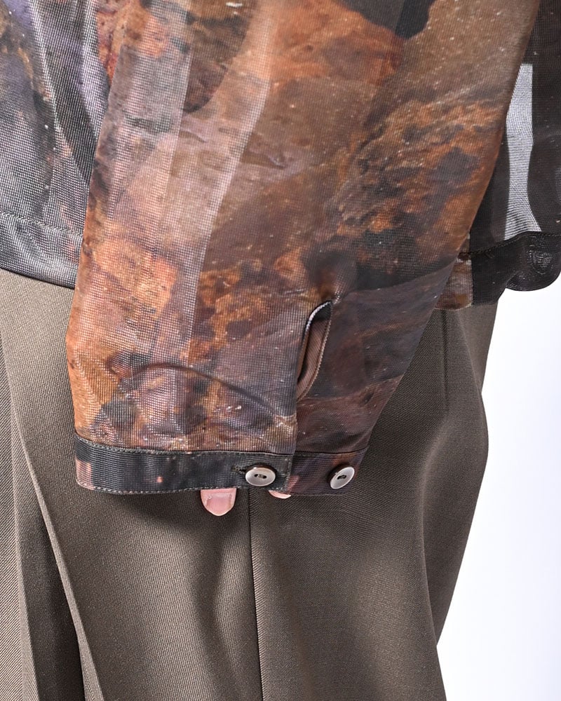 KOOI  NATURE PRINT SHEER ZIP HOODIE -SAND- SAND 1