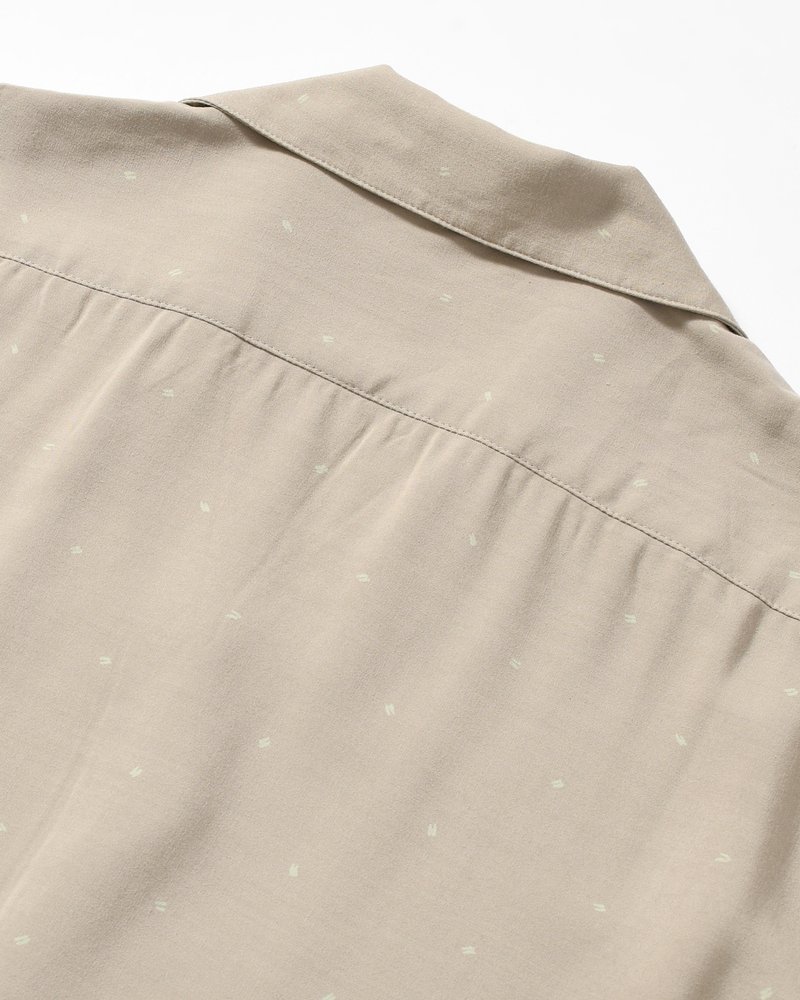 SEVEN BY SEVEN  OPEN COLLAR SHIRTS -Botanical print -GRAY KHAKI- GRAY KHAKI S