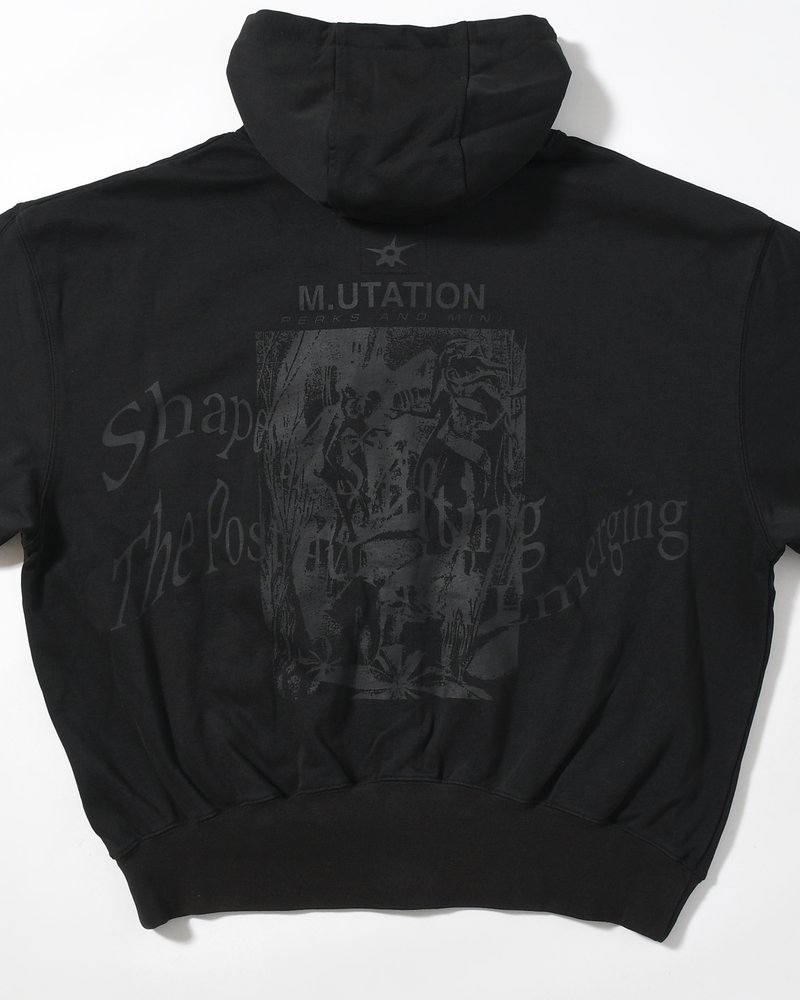 Perks And Mini  SHAPE SHIFT HOODED ZIP THRU SWEAT -BLACK WASH- BLACK WASH M