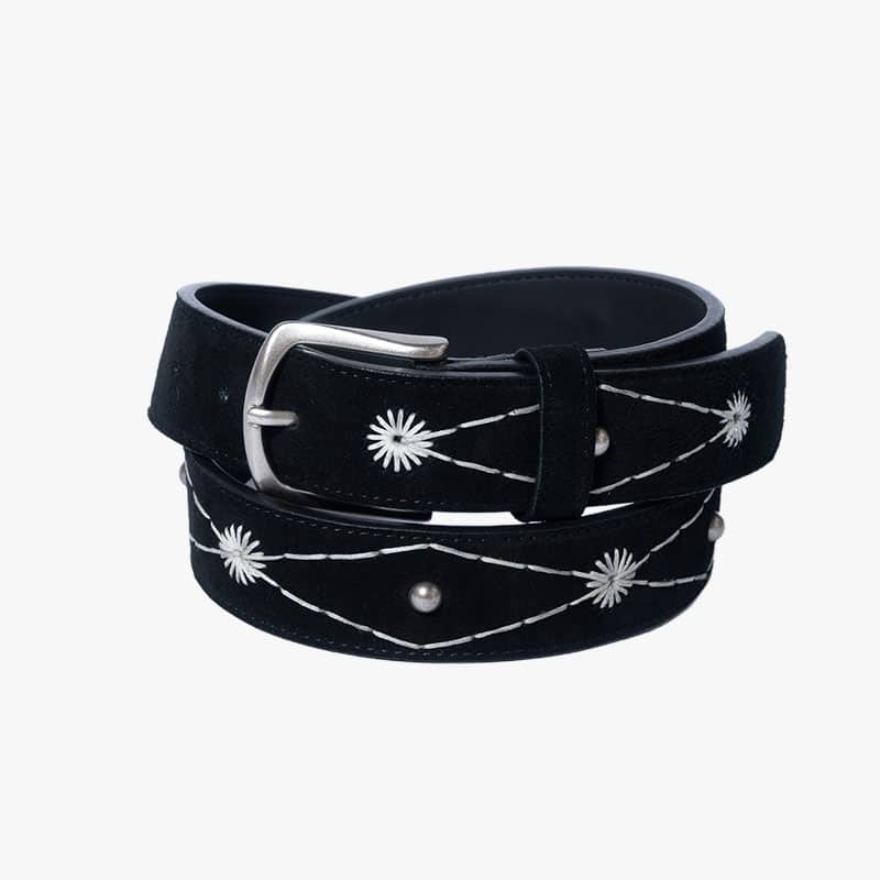 KOOI  STITCH WORK SUEDE BELT BLACK ONE SIZE