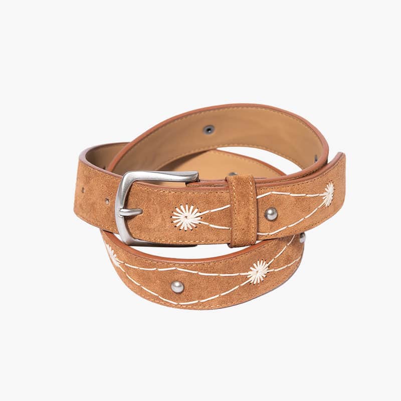 KOOI  STITCH WORK SUEDE BELT BEIGE ONE SIZE