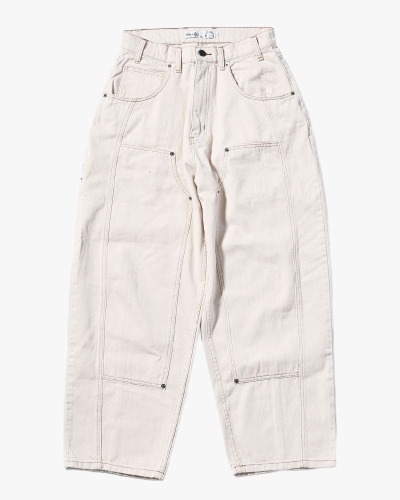HIGH-GATE  HALF DOUBLE KNEE BAGGY DENIM OFF WHITE 1