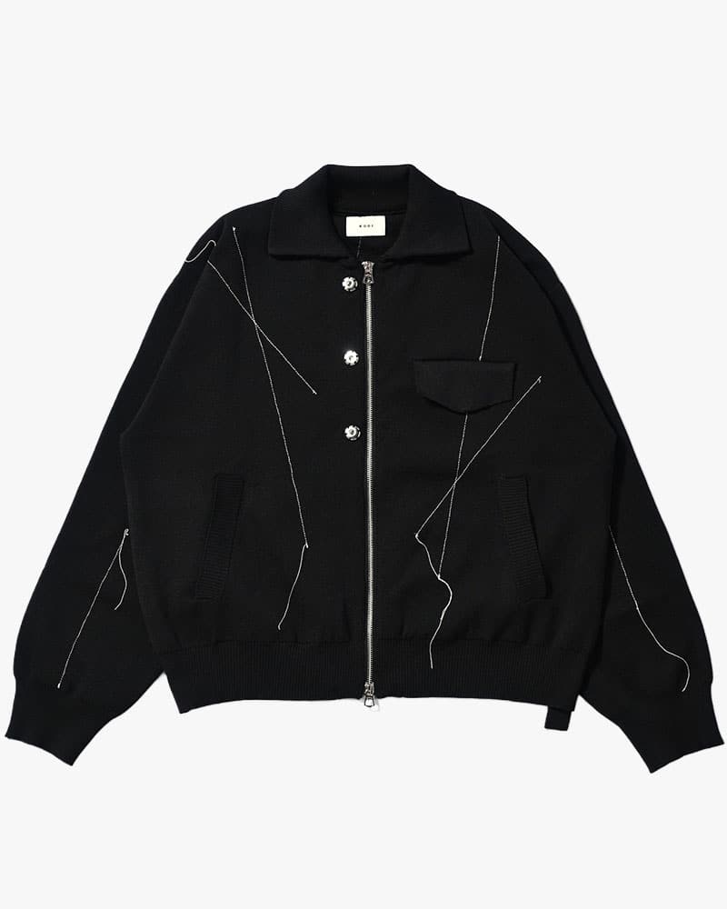 KOOI  STITCH KNIT BLOUSON BLACK 1