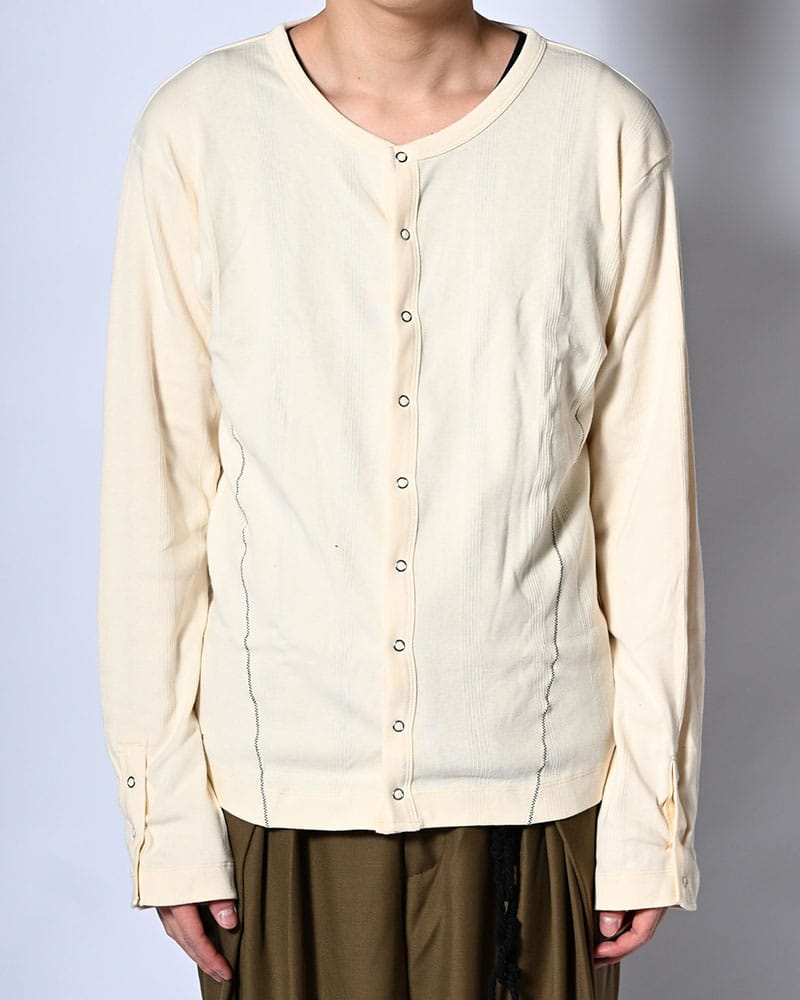 Robert P. Miller×KOOI  STITCH PANEL RIBBED CARDIGAN -IVORY- IVORY 1