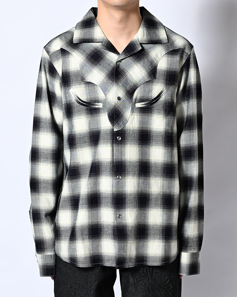 KOOI  INDIGO CHECK WESTERN SHIRTS  -WHITE- WHITE 1