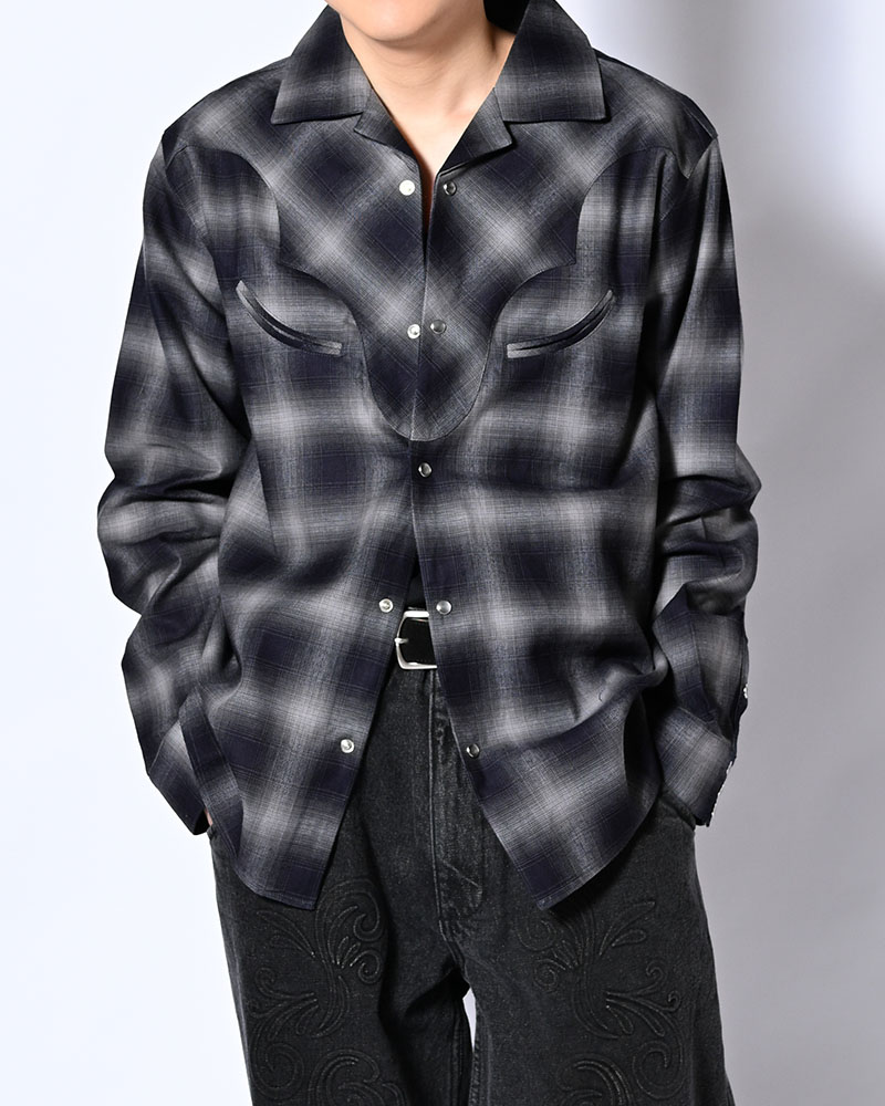 KOOI  INDIGO CHECK WESTERN SHIRTS -BLACK- BLACK 1
