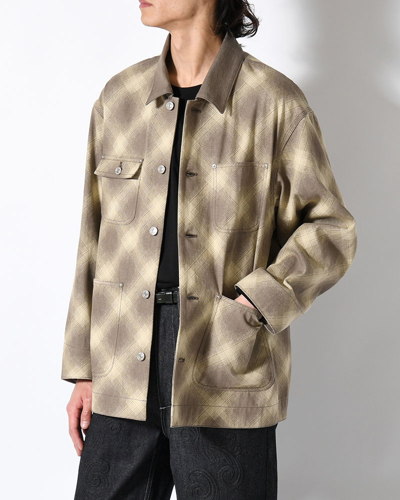 SEVEN BY SEVEN  OMBRE CHECK MICHIGAN CHORE COAT -Discharge printing- -GRAY- GRAY S