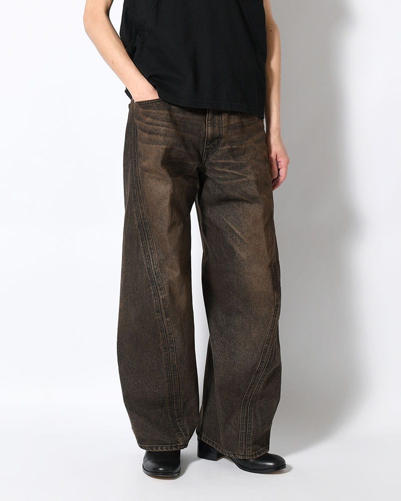NVRFRGT  3D TWISTED WIDE LEG JEANS -MUD FADED BLACK- MUD FADED BLACK 1