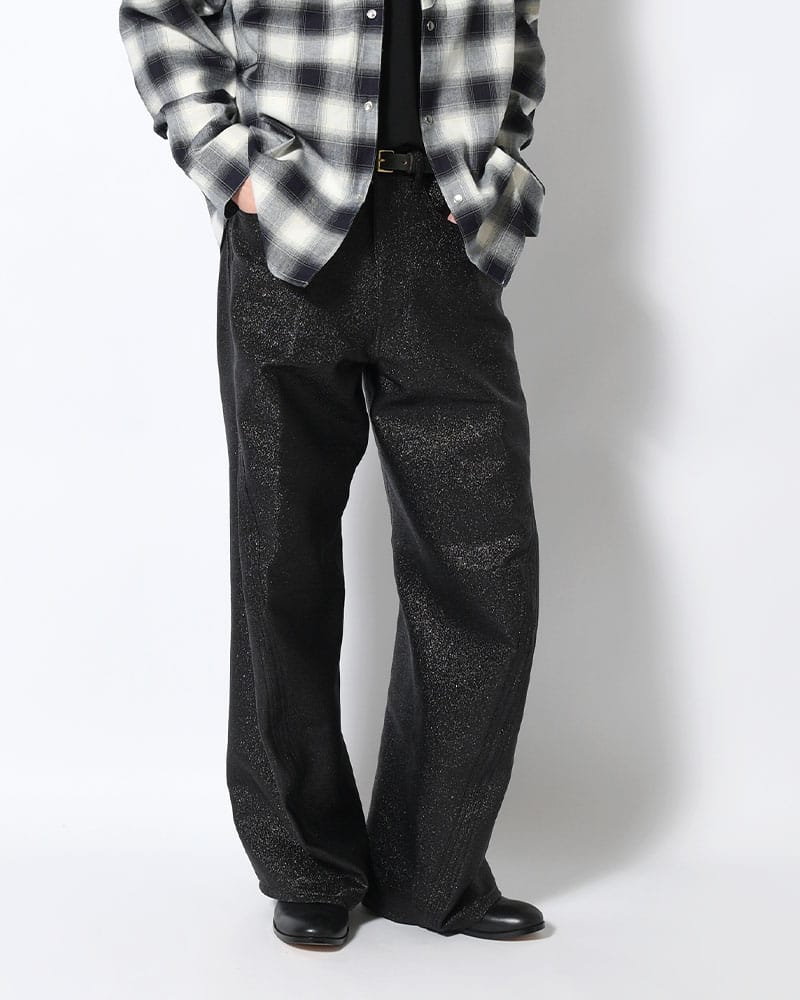 NVRFRGT  GLITTER TWILL 3D TWISTED WIDE -BLACK- BLACK 1