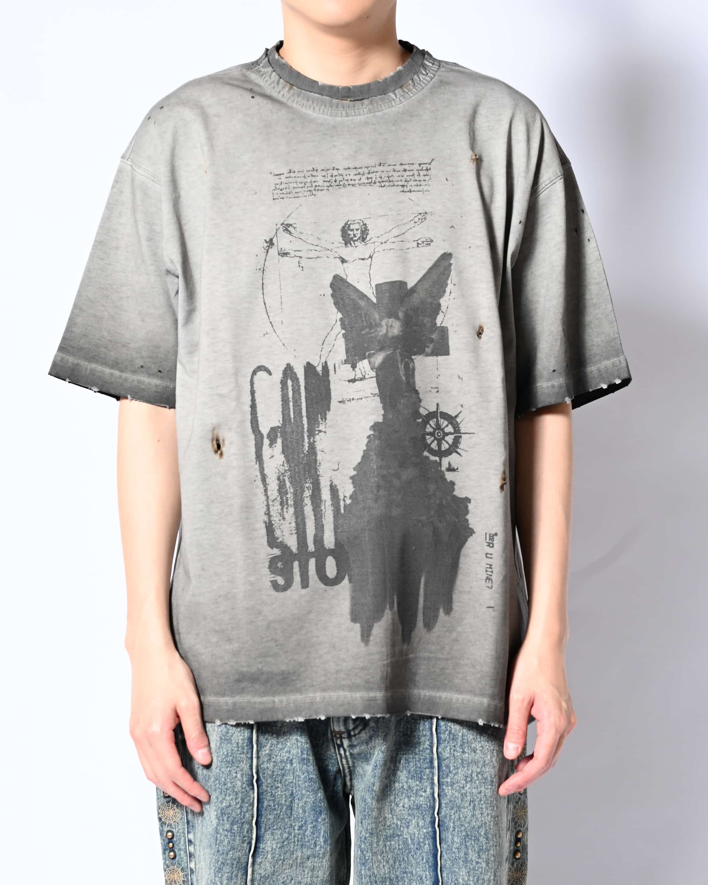 HIGH-GATE BURN FADE DAMAGE TEE (IN NAGOYAPARCO LIMITED EDITION） GRY 1