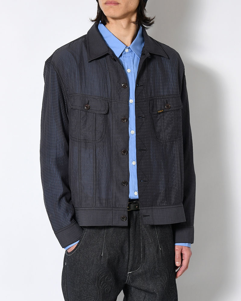 SEVEN BY SEVEN×Lee  SHEER COWBOY JACKET -Gingham Check Indian fabric- -BLACK- BLACK S