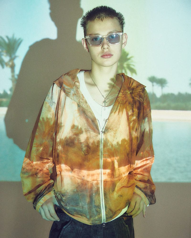 【さばりん】　超美品　横浜流星着用　Hoodie coat Beige KOOI NATURE PRINT SHEER ZIP HOODIE -BEIGE-(1 BEIGE)｜ 印｜名古屋